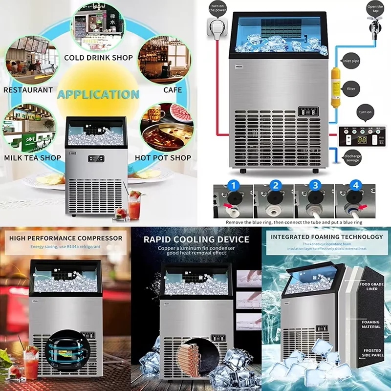 

Портативная полностью автоматическая льдогенераторная машина 220В для кафе и магазинов напитков, энергосберегающая