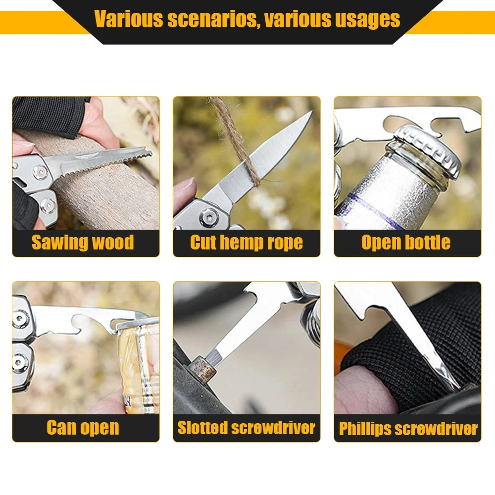 14 in 1 Multifunction Pliers Army Knives Cover Bags Portable Folding Blade Multi-tool Pocket Knife Pliers Outdoor Camping Tool