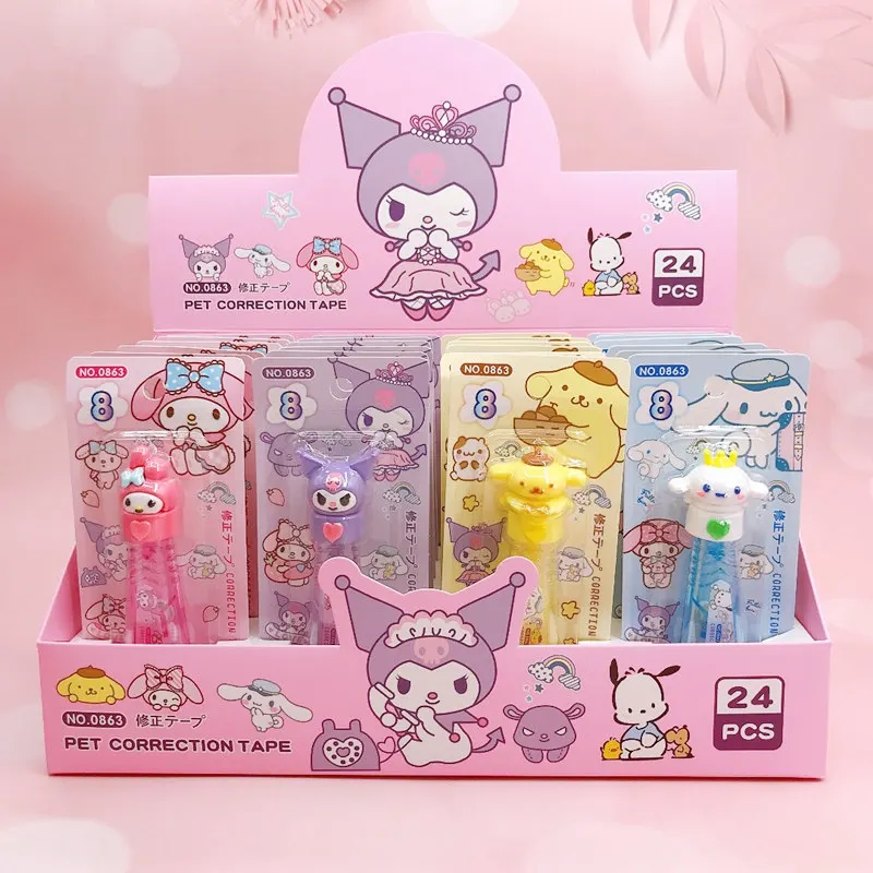 

Креативная Корректирующая лента Sanrio Hello Kitty Cinnamoroll Kuromi, Детские Обучающие канцелярские принадлежности, подарок для девочек, школьные принадлежности