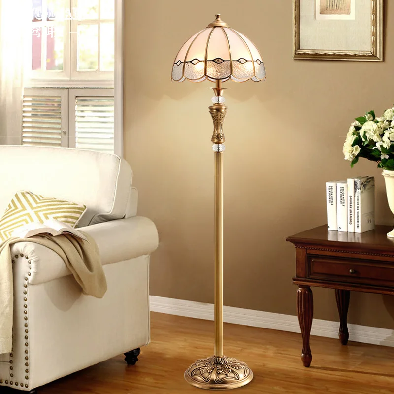 

Vertical lamp simple American retro study floor lamp all copper lamp