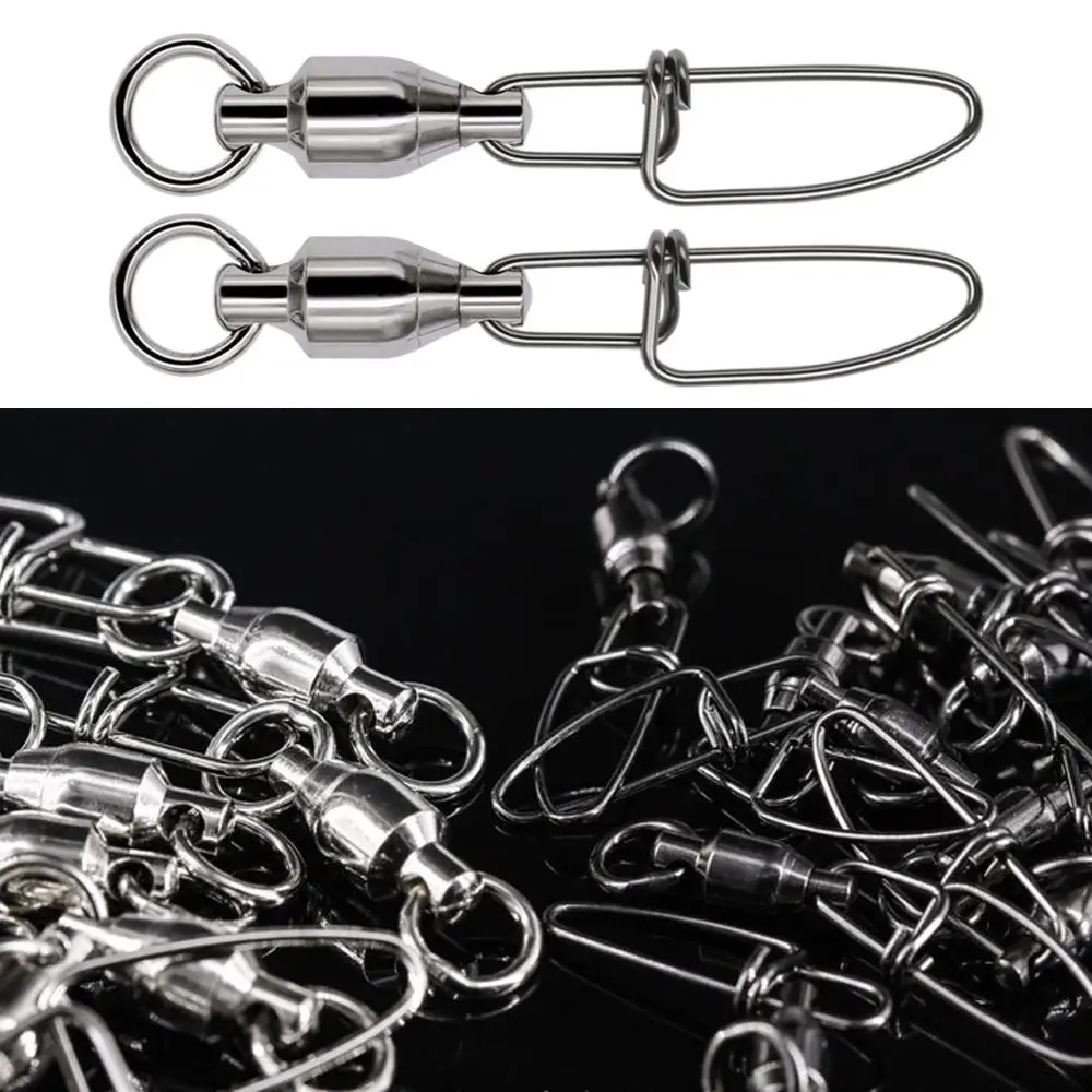 10Pcs/Pack New Lure Connecting Ring Stainless Steel Hooked Jig Connector Snap Rolling Bearing Swivel Oval Split Rings