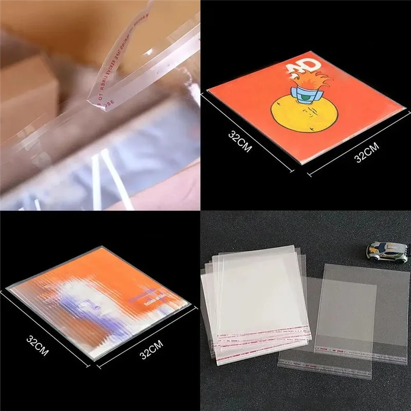 ABKN-Transparent Vinyl Record Outer Bag CD Protection Bag Square Bag Record Sleeve Flat Mouth Outer Bag Easy Install