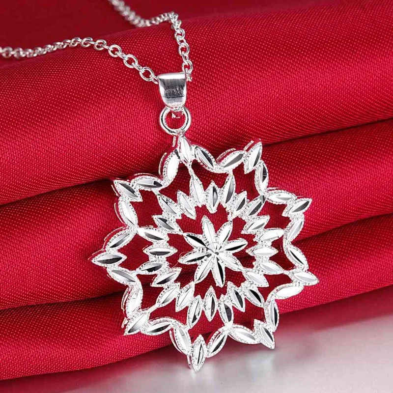 925 Sterling Silver Necklace Pendant Classics Flower for Women Wedding Jewelry Engagement Fashion Party Classics Mother's Gift