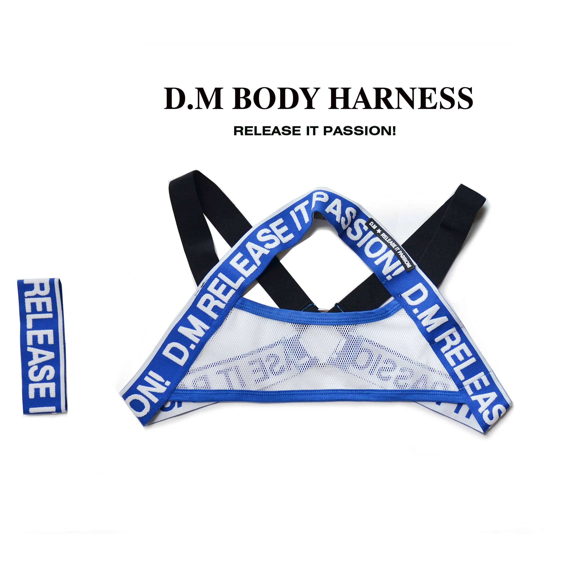 D. M Elastic Belt Men\'s Shoulder Strap Letter Sexy Elastic Muscle Men\'s Party Decoration Fun Personality Mesh Collocation