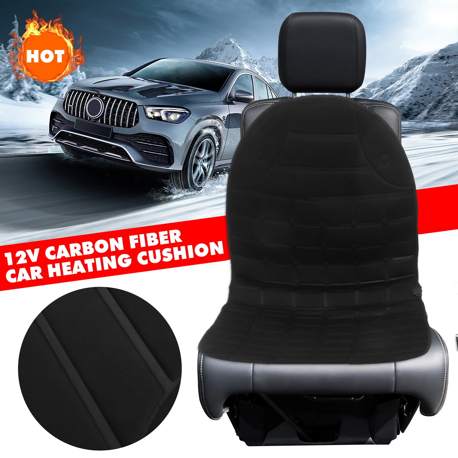 

2Pcs Car Heated Seat Cushion Covers Winter Vehicle Seat Warmer Office Chair Pad Truck Heating Automotive