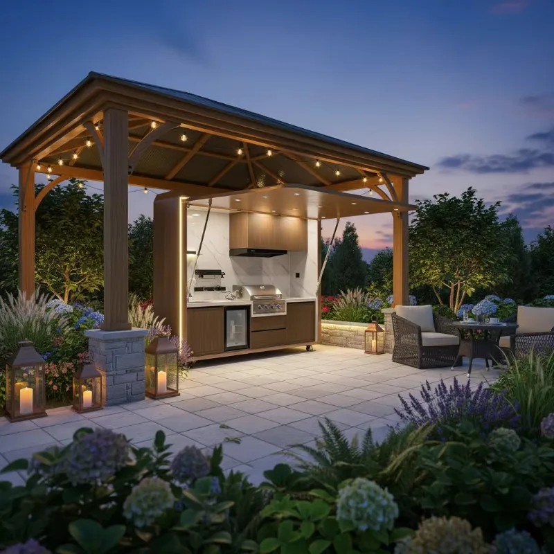 Commercial Outdoor Kitchen Prefab Modular Unit Garden Resort Camping Events Weatherproof Ready Installation Custom