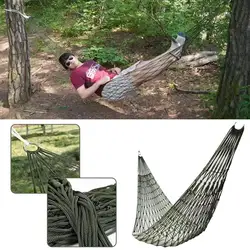 Green Portable Outdoor Sport Hammock Outdoor Camping Hammock Mesh Net For Garden Beach Yard Travel Garden Swing Hanging Bed J7R0