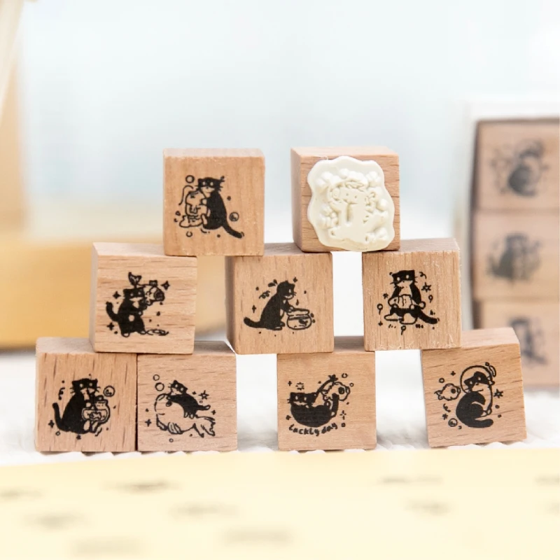 TIANZI Retro Plants Leaf Flower Stamp Set 1pc/9pcs DIY Photo Album Diary Collage Decorative Card Making Plant Vase Seal HandBook