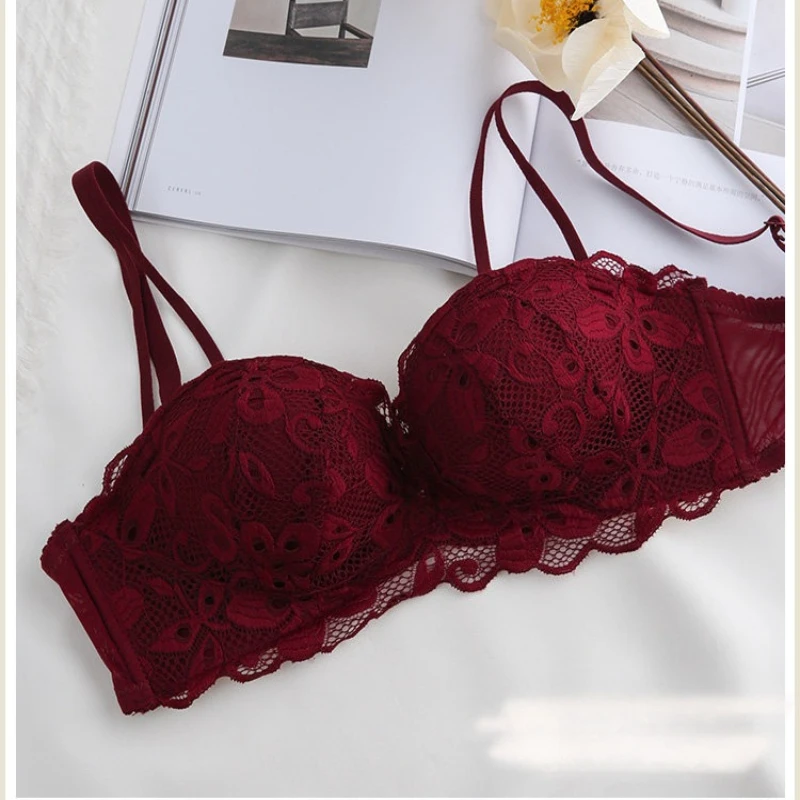 Ensemble Lingerie Push Up Femme Confortable Sans Armature Léger Soutien-Gorge Ascenseur & Support Latéral Dentelle Délicate