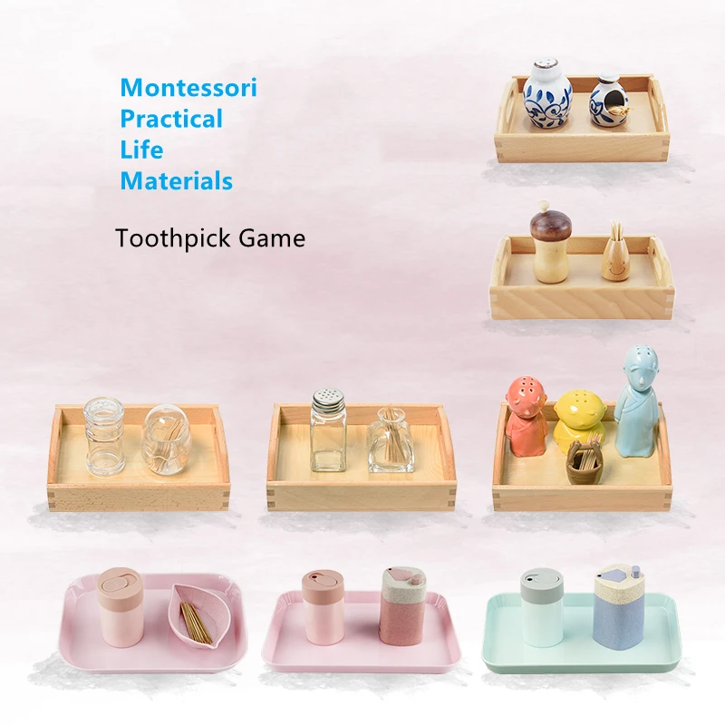 Montessori Practical Life Materials Toothpick, Works for Kids Fingers, Habilidade motora fina, coordenação mão-olho, exercício final, Life Materials