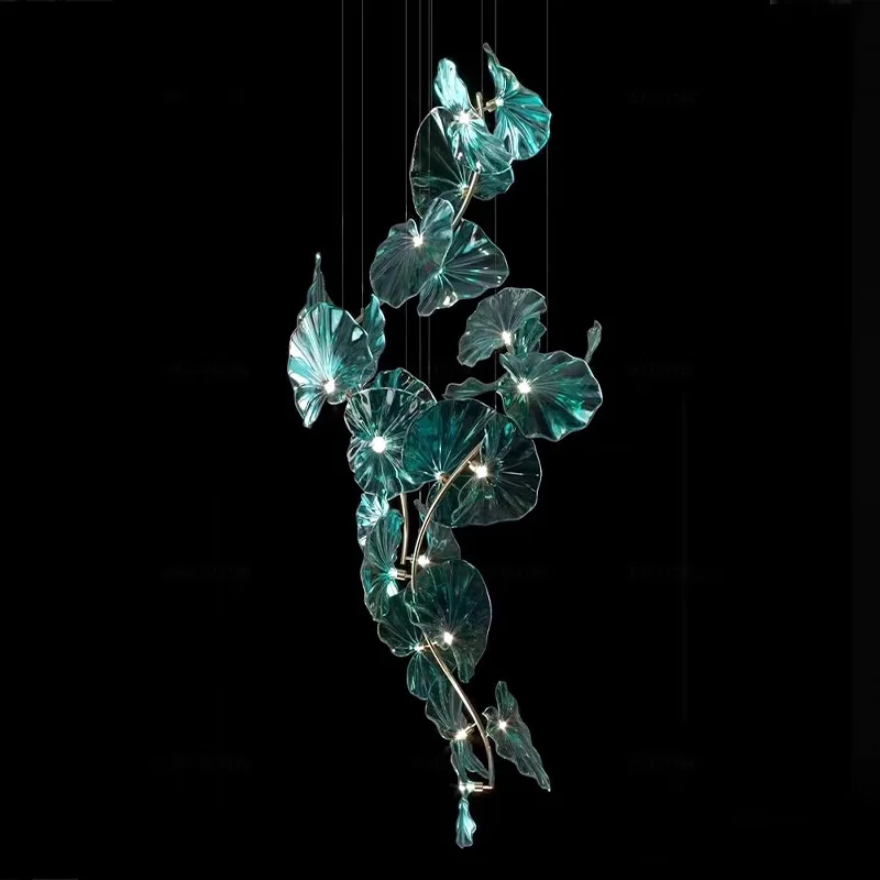 

Nordic Minimalist Blue Glass Shade Pendant Lamp Clean Lines Dimmable Ceilings Lustre for Restaurant Villa