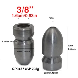 3/8'' 30~40L Transformer Nozzle 3/8 Pipeline Dredging High-pressure Water Gun High Pressure Cleaning Gun Front 1 Back 6 holes