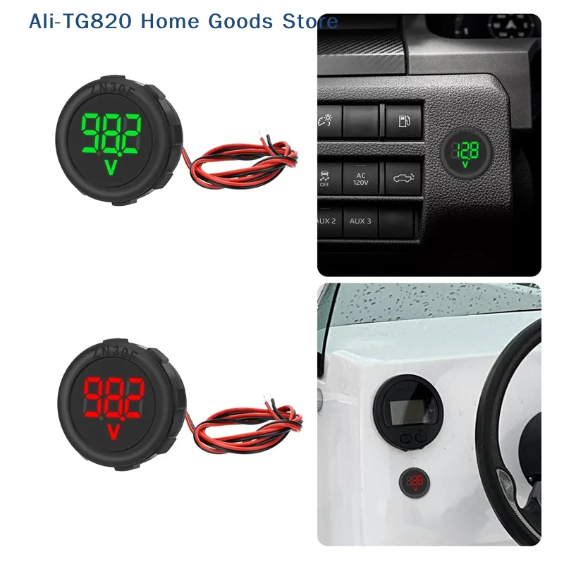 

[TG820]DC 4-100V LED Digital Display Circular Two-wire Voltmeter DC Digital Voltmeter Head Display Reverse Connection Protection