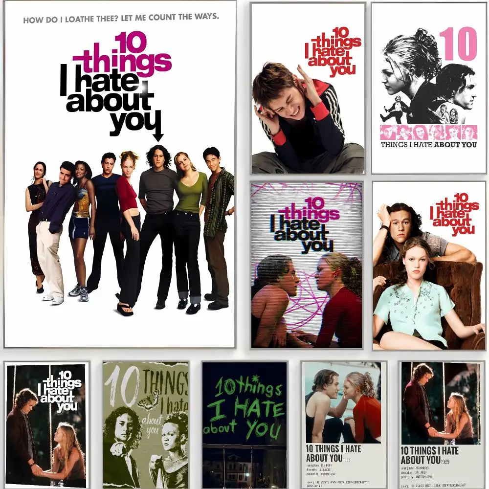 Romantic Movie T-10 Things I Hate About You Poster Classic Wall Art  Home Decor  Peel and Stick Unframed