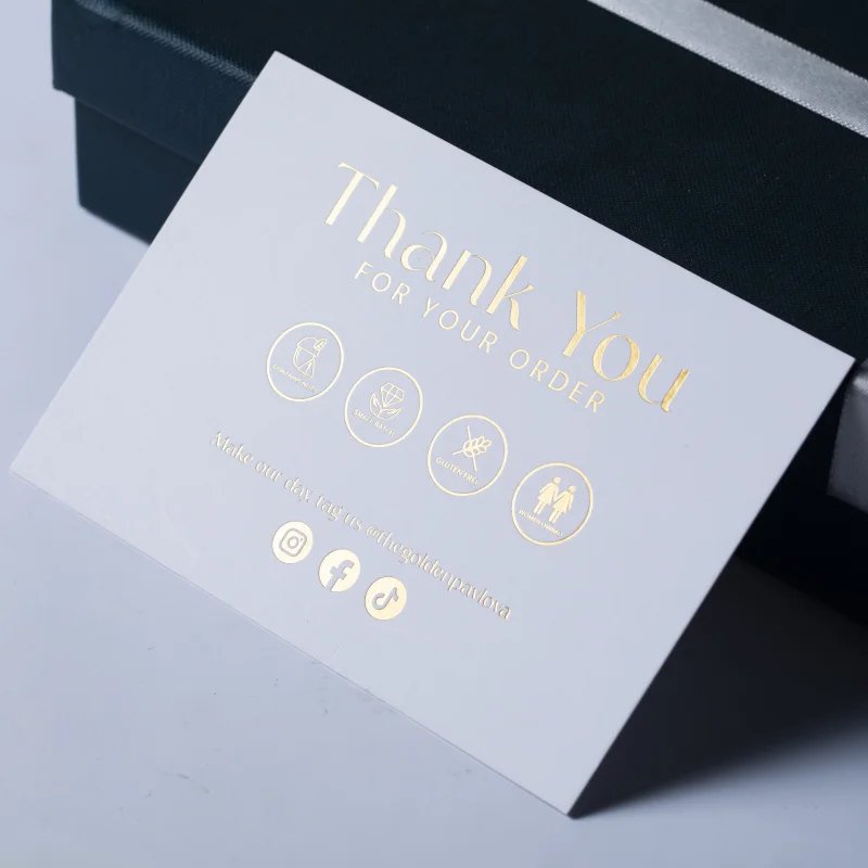 

20 0.Zhang.Custom.Luxury custom 600g thick paper thank you post card with foil logo