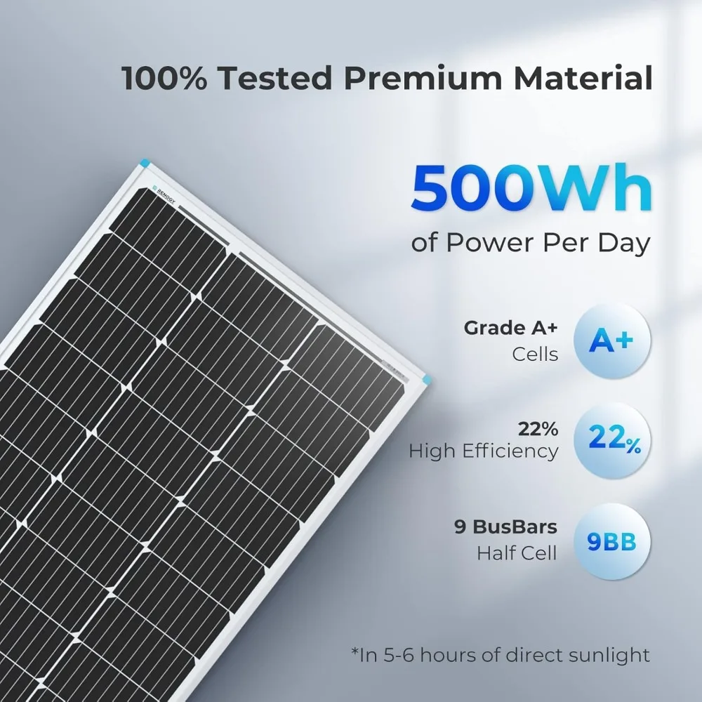 Panel surya 100 Watt 12 Volt dengan dudukan braket Z pengisi daya modul PV monokristalin efisiensi tinggi