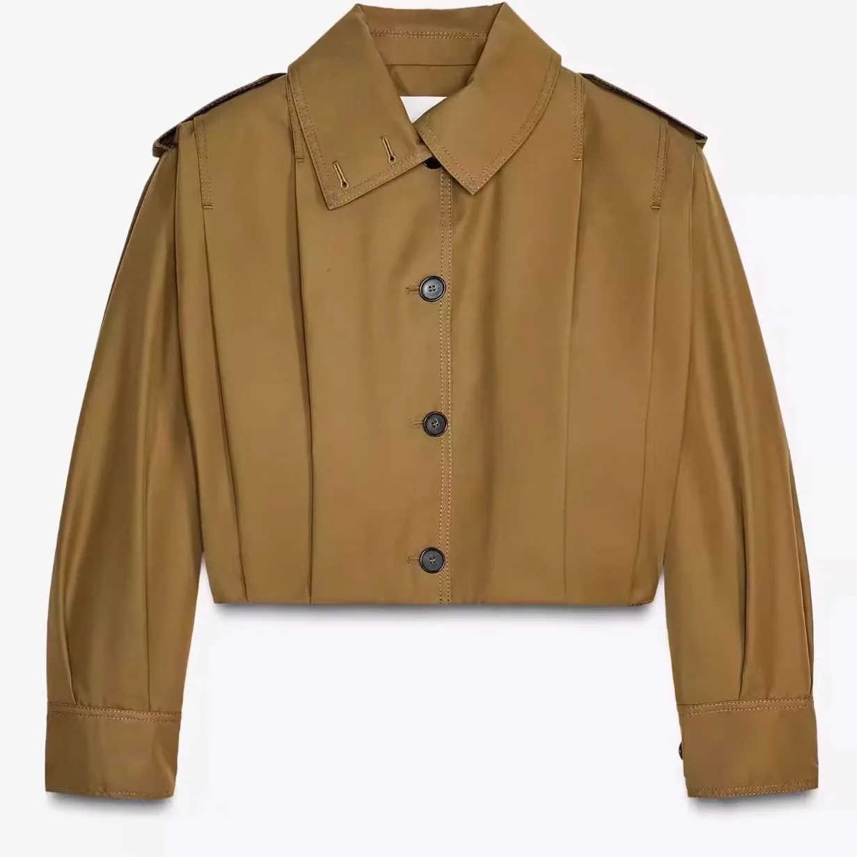 Jaet da donna con cintura decorativa plissettata a collo alto Faionable Autunno New Sle Casual Cappotto lungo in poliestere dalla vestibilità ampia