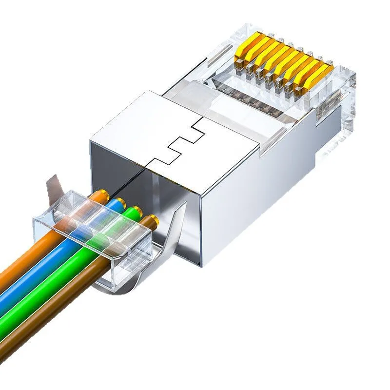 

CAT7 Two Piece Gold Plated Shielded FTP RJ45 Network Connector for 10Gbps