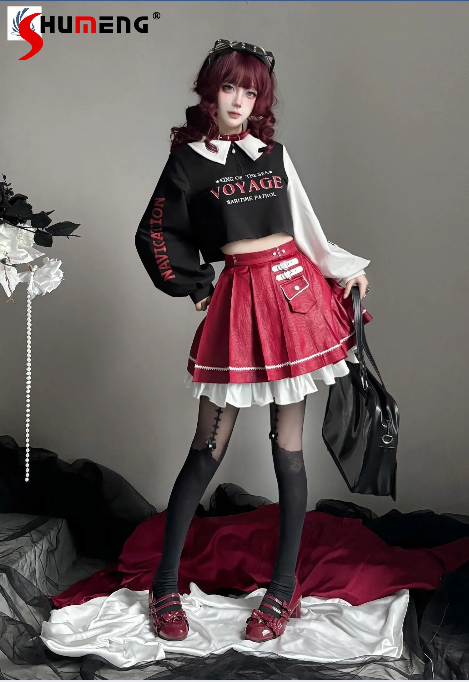 

Оригинальный комплект в стиле Sweet Cool Punk JK: толстовка с длинным рукавом и принтом, плиссированная юбка А-силуэта с высокой талией, комплект из двух предметов для женщин