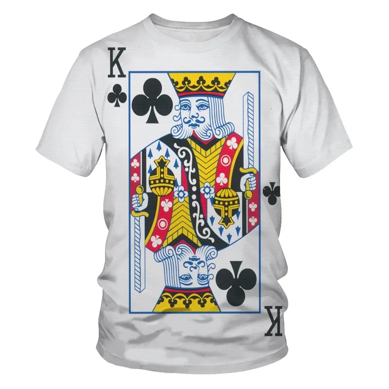 Playing Cards 3D Printing Fashion Men\'s T-Shirt Plum K Poker Pattern Short Sleeves Casual Harajuku Trend Comfortable O-Neck Tops