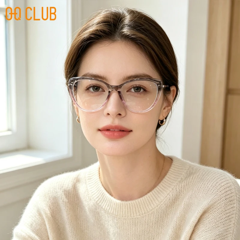 O-Q CLUB Lunettes Femme Graduated Glasses Woman Optical Transparent Eyepieces for Reading Eye Glass Women's Eyeglasses Glasses-4