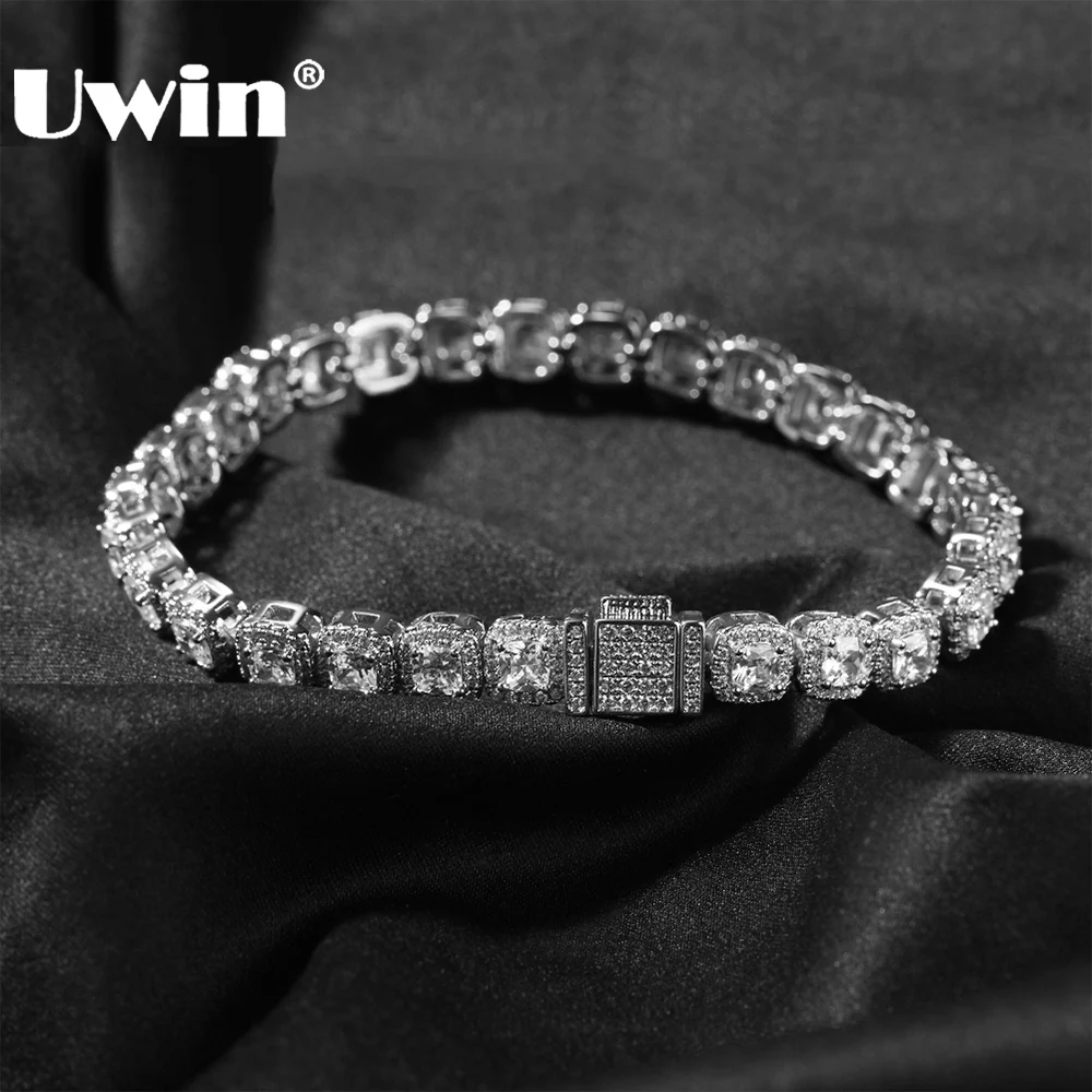 

UWIN 7MM Iced Out Bagutecz Bracelet for Women Fashion Jewelry with AAAAA CZ Stones for Mothers' Day