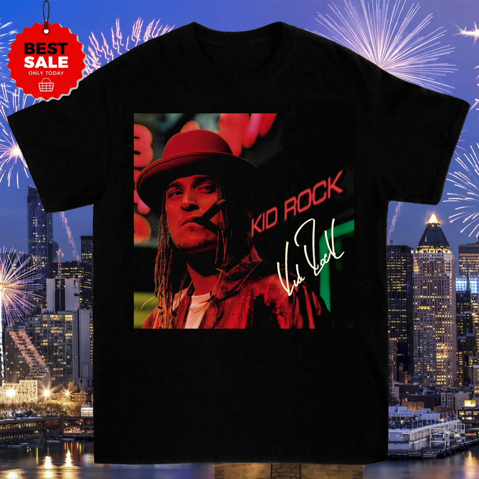 Kid Rock signature T Shirt Black Size S M L 234XL EE1035