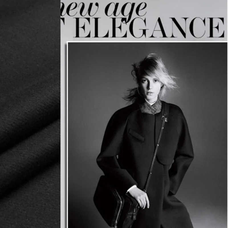 

Шерстяная ткань, саржа, короткое гладкое кашемировое осенне-зимнее пальто, утолщенное черное, синее, брендовая модная вискозная ткань