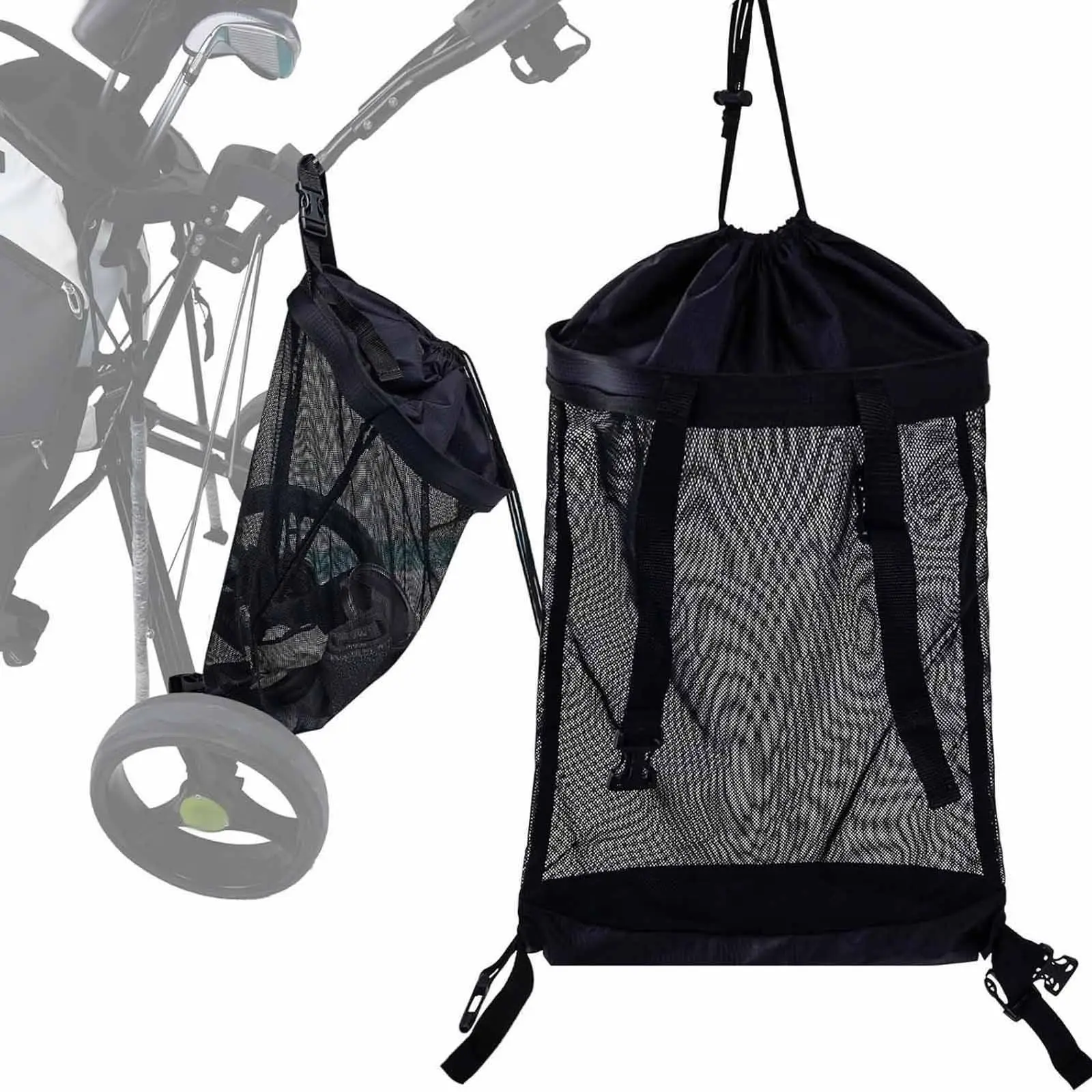 Golf Push Cart Storage Bag,Mesh Organizer,Umbrella Shoes Holder Net Mesh Basket for Outside