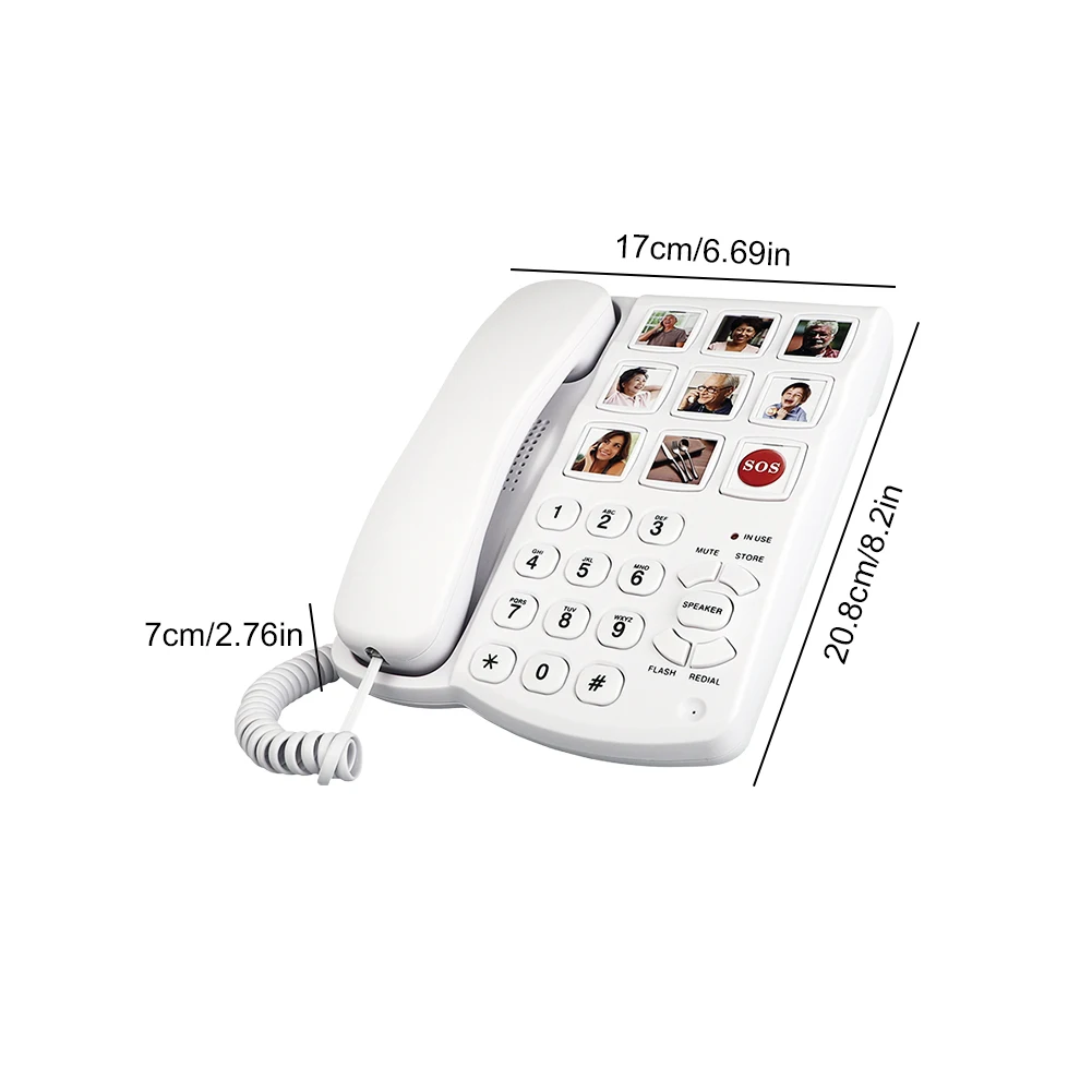 هاتف سلكي بزر واحد يعمل باللمس صورة مضخمة هاتف أرضي 9 صورة هاتف موسع للمرضى الذين يعانون من نقص السمع