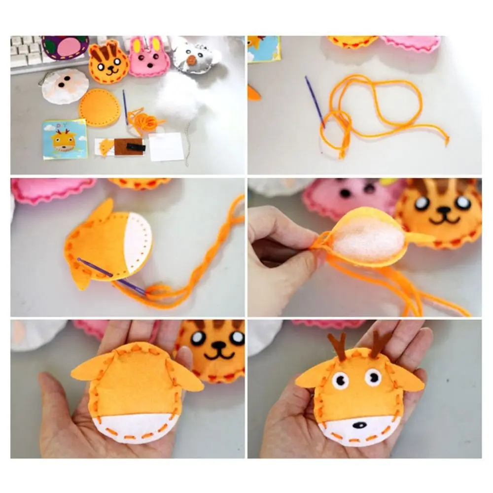 سلسلة مفاتيح كرتونية إبداعية غير منسوجة ، قلادة حيوانات يدوية الصنع لطيفة ، هدية زينة معلقة ، حقيبة مدرسية