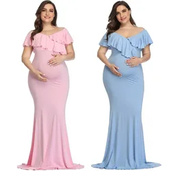 Nuovi abiti premaman puntelli per fotografia di maternità Plus Size Dress elegante Fancy Cotton gravidanza servizio fotografico abito lungo da donna