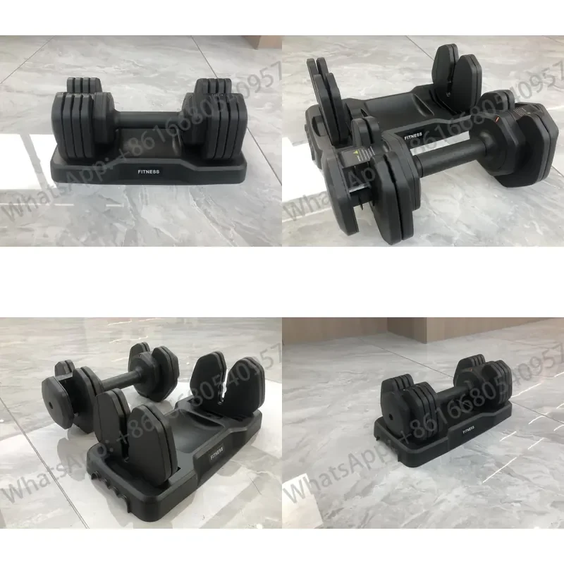 Easy Select 5-25 lb Adjustable Anti-Slip Steel & Cast Iron & Rubber Dumbbell with Twisting Handle for Home Gym Fitness