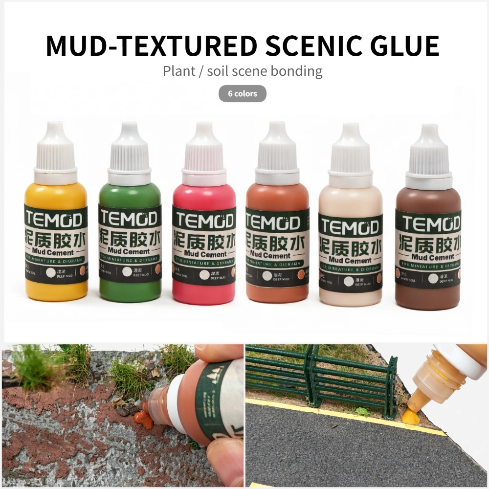 Mud Cement Scenic Glue for Miniature Diorama Soil & Plant Fixing Glue, for HO 1/87 1/64 Scale Train Layout, Military Scene Makin