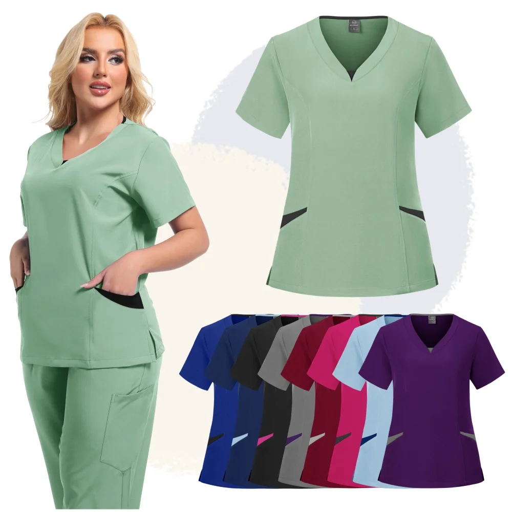 

Мужские и женские наборы скрабов с короткими рукавами, рабочая одежда для врача, медицинская одежда для медсестры, впитывающая пот униформа, рабочая одежда для стоматолога