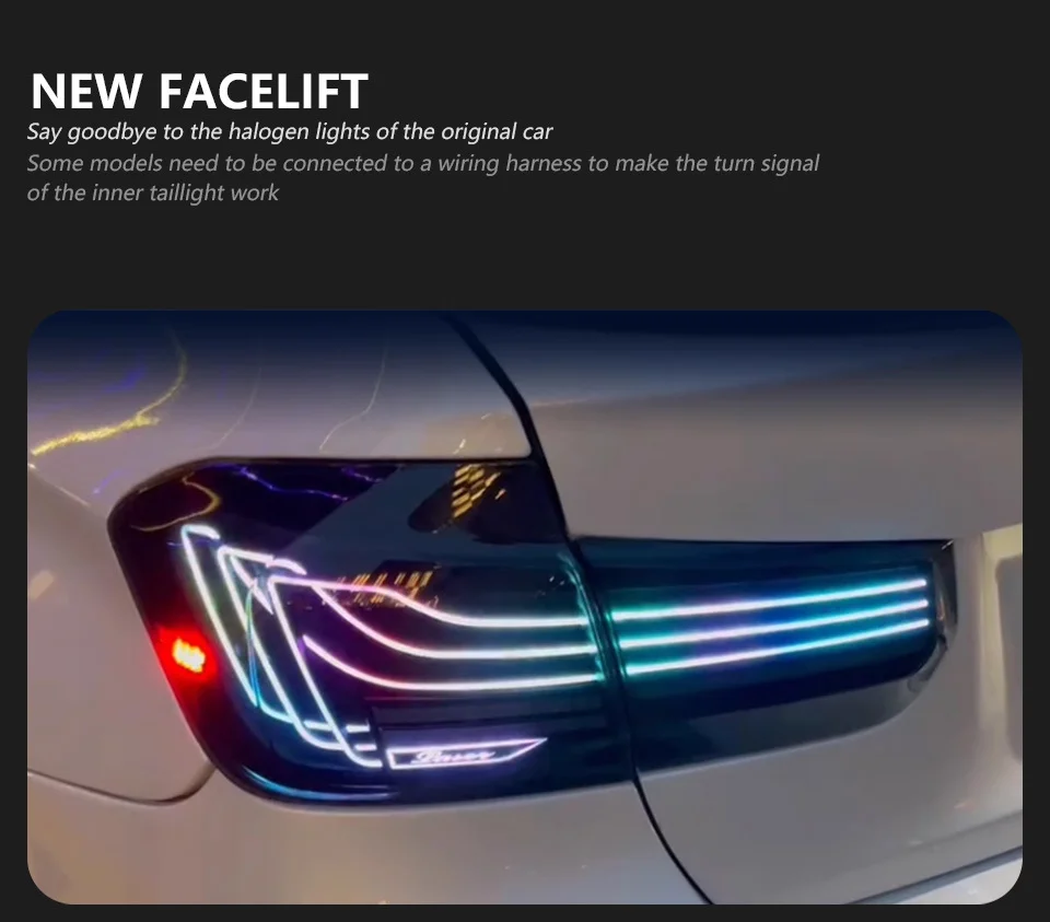 for BMW 3series F30,F35,F80 models modifying with laser lines on the rear lights, RGB LEDlight
