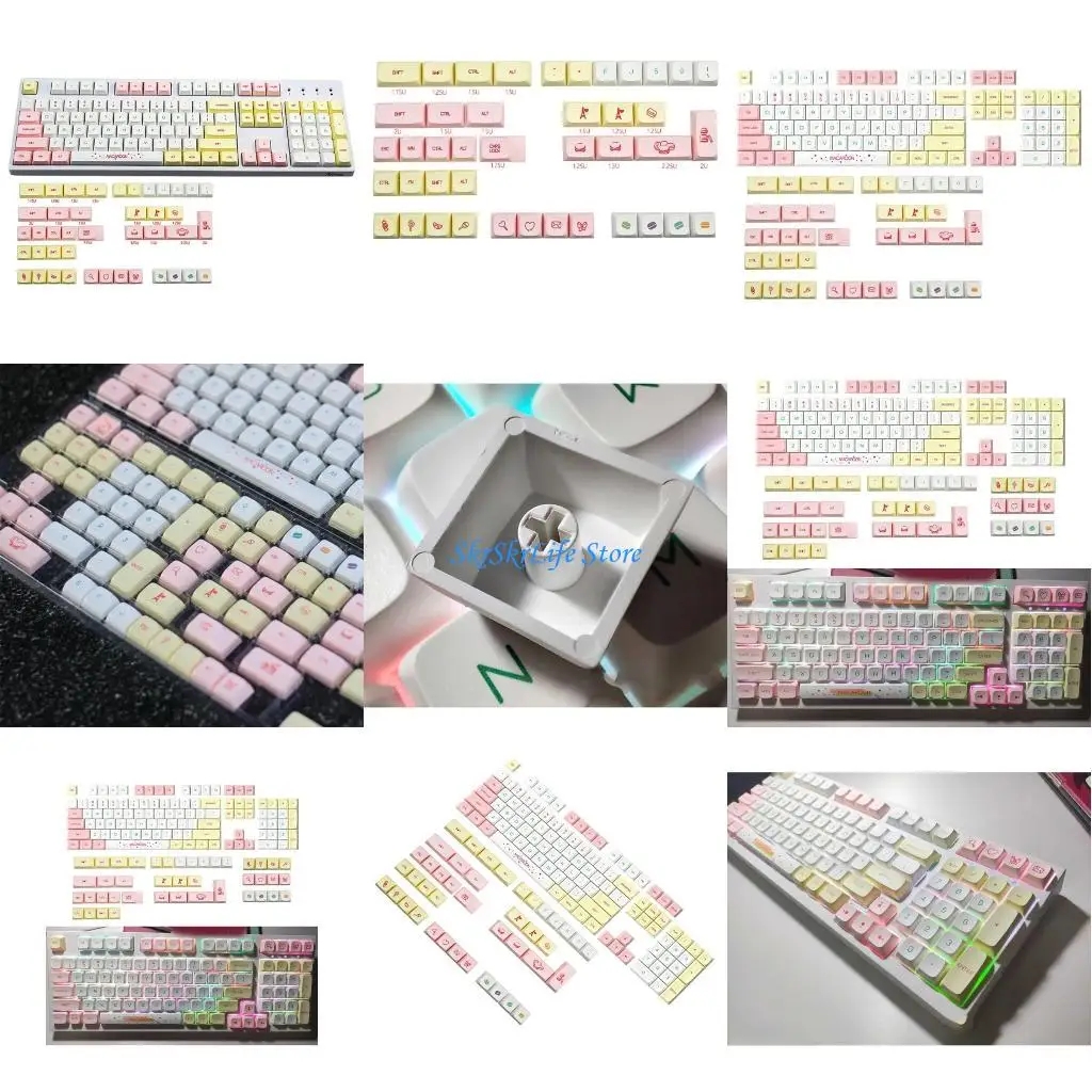 

E65E XDA Height Keycaps Macaron Ethermal Color 146PCS Macaron Color Keycap for Mechanical Keyboard Upgrades