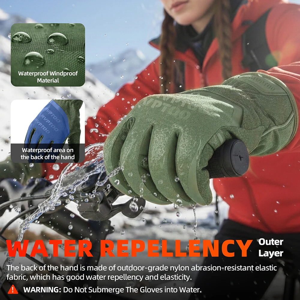 Winter Fishing Gloves Warm Fleece Touch Screen Windproof Water-Repellent Anti-Slip Full Finger Gloves Ice Angling Outdoor Sports