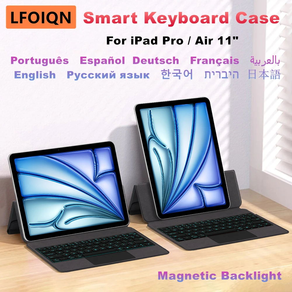 

LFOIQN Keyboard Case For iPad Air 11 inch M3 M2 Pro 11 inch 2018-2022 Air 4th 5th 6th Magic Smart Cover Folio Backlit Touch