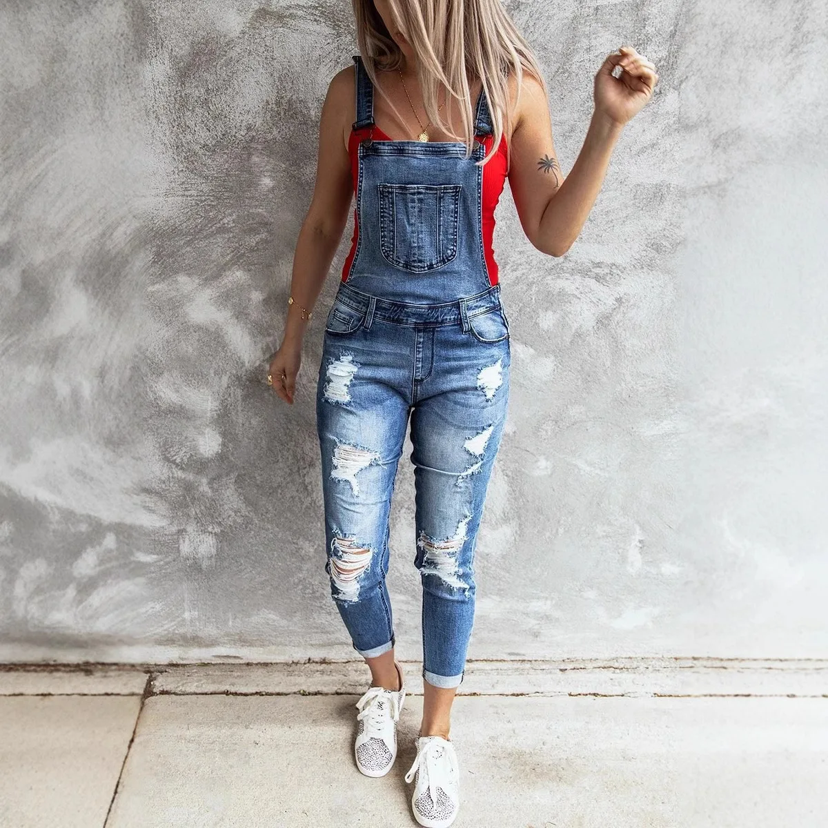 Denim Overalls Women 2026 Ripp - Sleeveless Jumpsuit 评论和价格