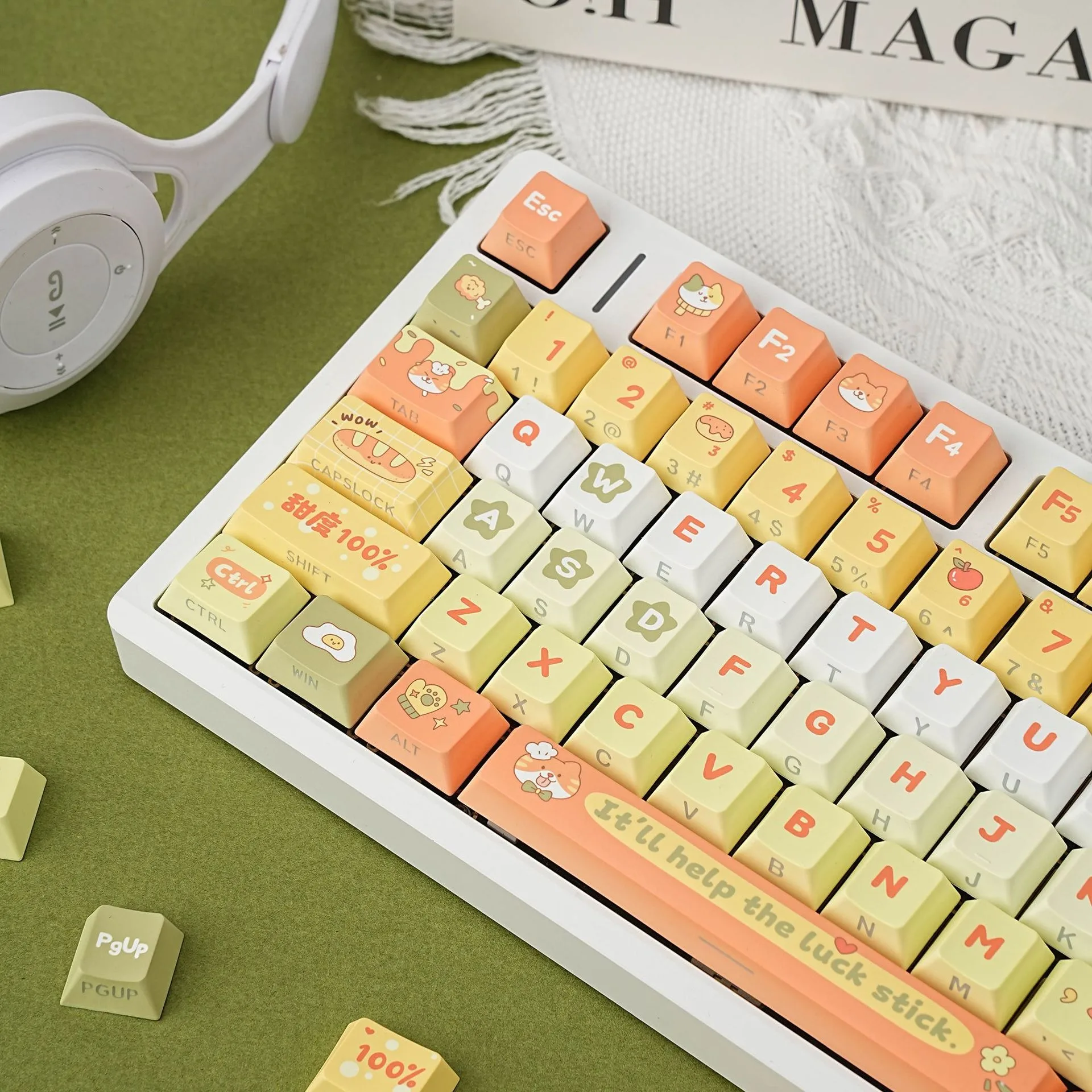 

Anime Cartoon Mechanical Keyboard Keycaps Spanish French German Korean Russian ISO Side Print Keycap Cherry Profile PBT Key Caps