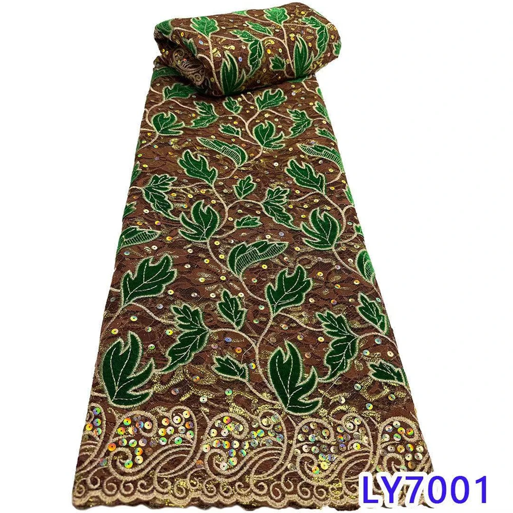 

Luxury Velvet Nigerian Lace 5 Yard Vace Fabric High Quality for Wedding Fashion Design Style - Luxury Laces on Sale Hm1-1