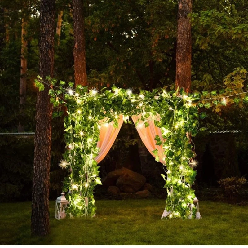 7M/12M Fairy Lights ivy String LED Solar Light Vine Maple Leaf Waterproof Garland Solar Lamp Christmas for Garden Decoration