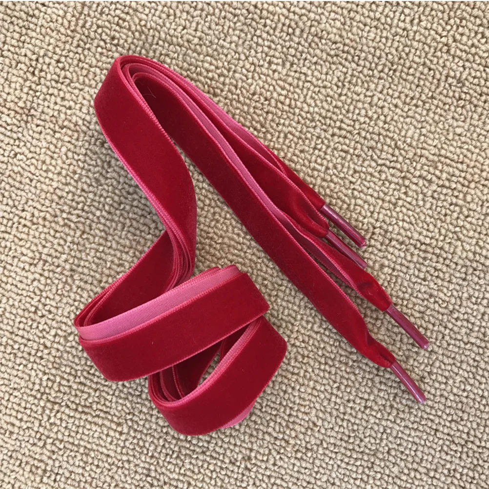 

2Pairs Wide Flat Shoelaces Durable Premium Ribbon Shoelace Set Green Dark Red for Sneakers Boots Loafers Slip-Ons