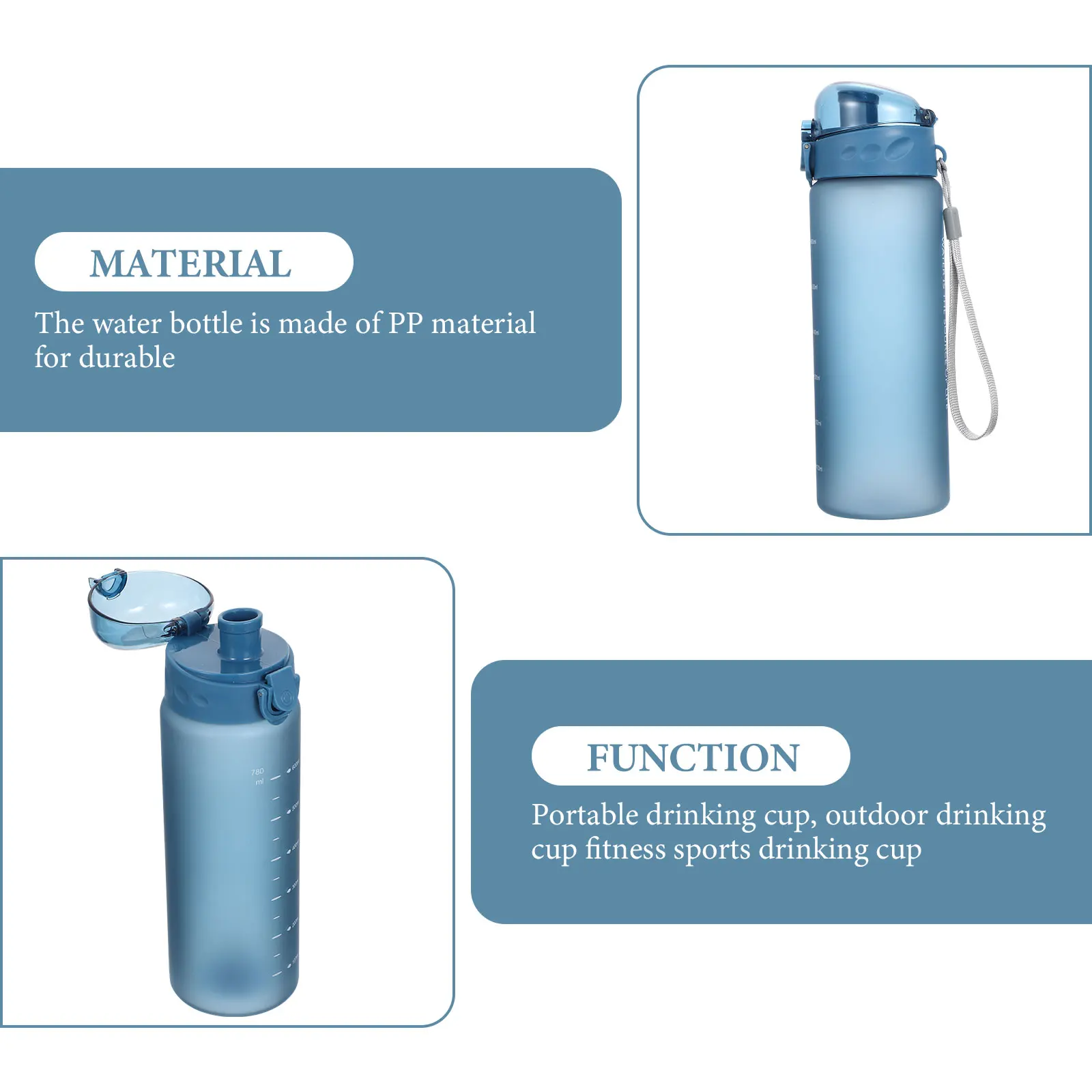

2L Large Capacity Portable Water Bottle Thickened Sports Cup Stable Base Easy Carry Rope For Gym Fitness Outdoor School