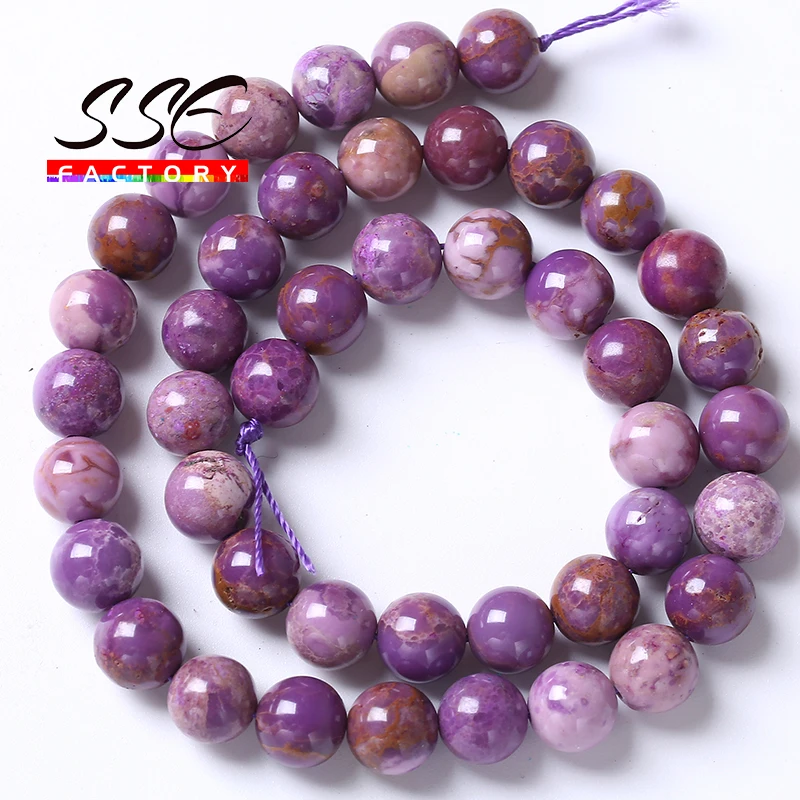 AAAAA Natural Phosphosiderite Beads American Purple Mica Stone Round Loose Beads For Jewelry Making Diy Bracelets 4 6 8 10mm 15\