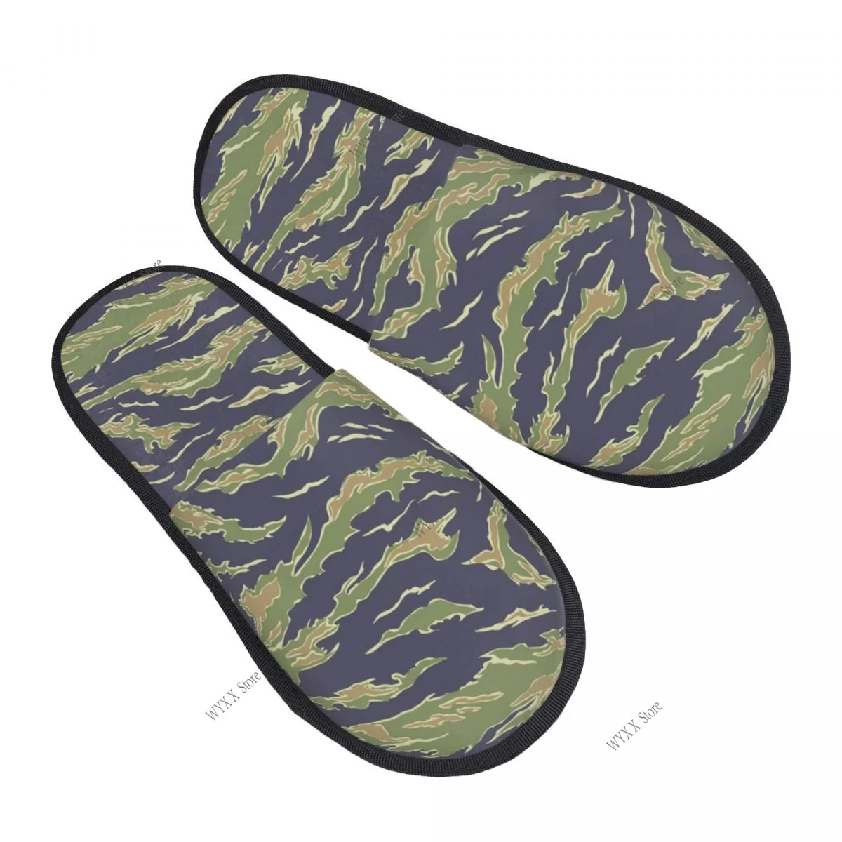 Men Women Plush Indoor Slippers Tiger Stripe Warm Soft Shoes Home Footwear Autumn Winter