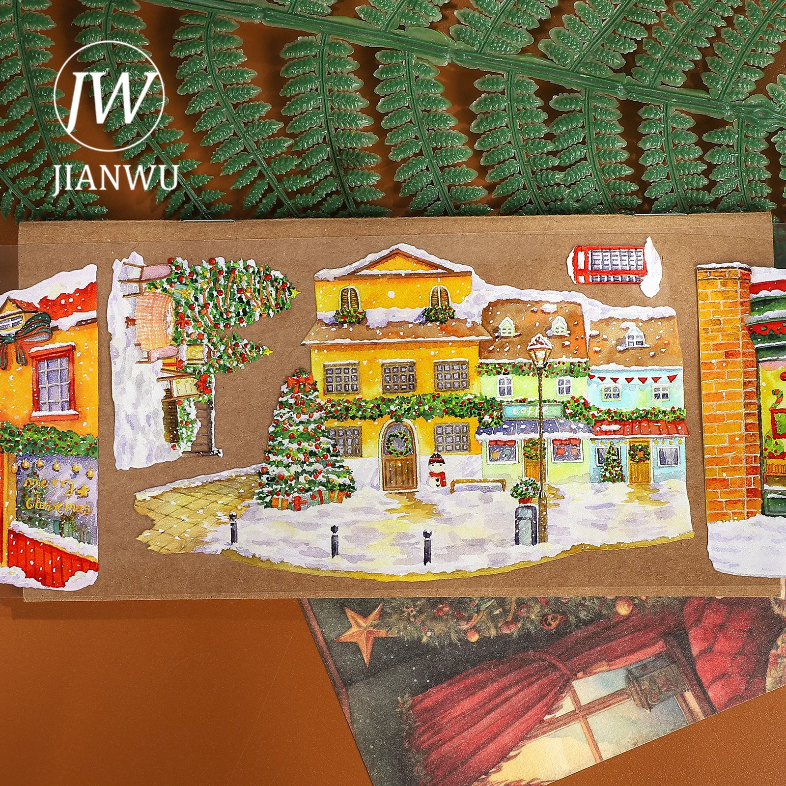 Jianwu 80mm * 5m vintage natal cidade festival paisagem material colagem scrapbooking pet fita criativa diy diário papelaria