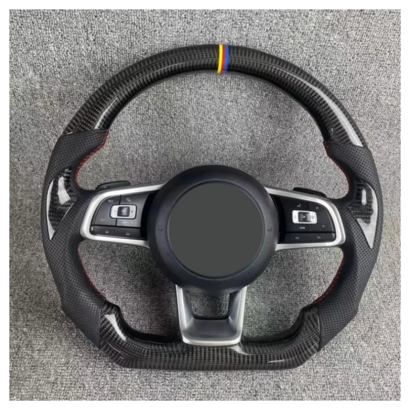 

Custom Flat Bottom Carbon Fiber Leather Steering Wheel for Volkswagen Polo GTI Golf 7 MK6 MK7 Golf Car Accessories