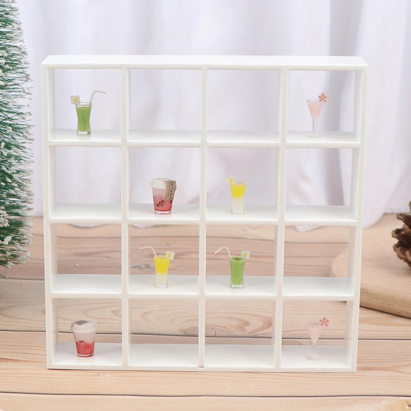 1Pc 1: 12 Dollhouse Miniature Wood Storage Rack 16 Grid Shelves Doll House Decor